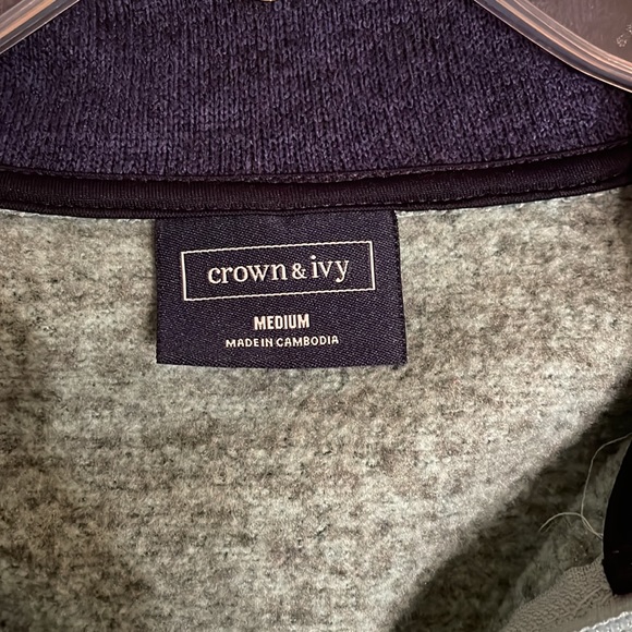 Crown and Ivy fleece 1/4 zip pullover (teal with navy collar) - Picture 2 of 3